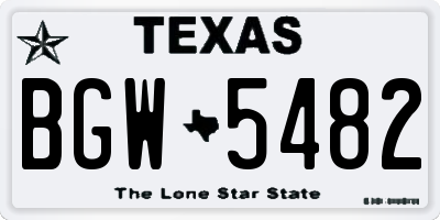 TX license plate BGW5482