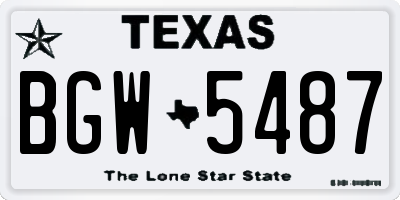 TX license plate BGW5487