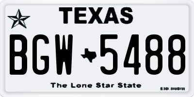 TX license plate BGW5488