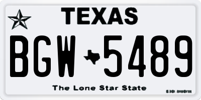 TX license plate BGW5489