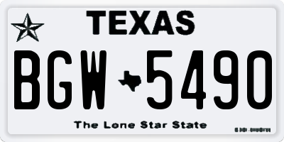 TX license plate BGW5490