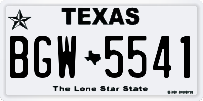 TX license plate BGW5541