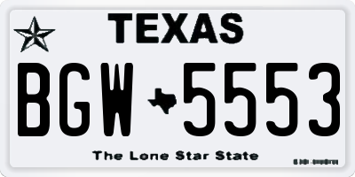 TX license plate BGW5553