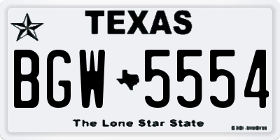 TX license plate BGW5554