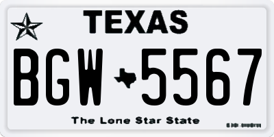 TX license plate BGW5567