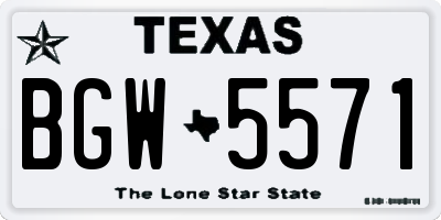 TX license plate BGW5571