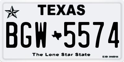 TX license plate BGW5574
