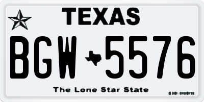 TX license plate BGW5576