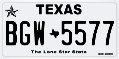 TX license plate BGW5577
