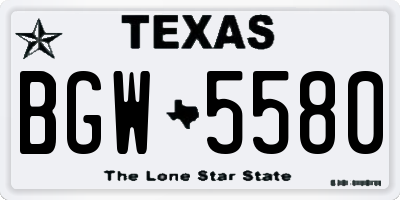TX license plate BGW5580