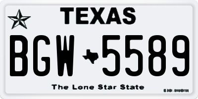 TX license plate BGW5589