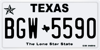 TX license plate BGW5590