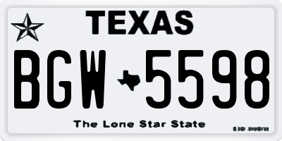 TX license plate BGW5598