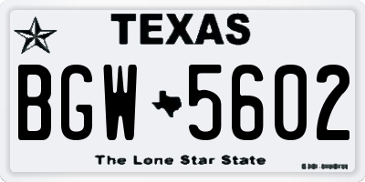 TX license plate BGW5602