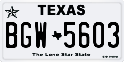 TX license plate BGW5603