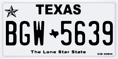 TX license plate BGW5639