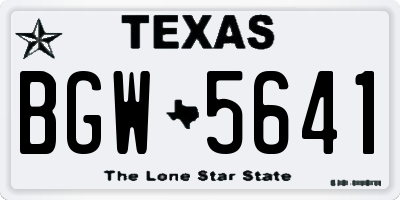TX license plate BGW5641