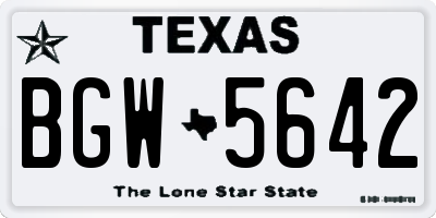 TX license plate BGW5642