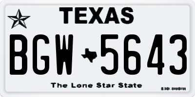 TX license plate BGW5643