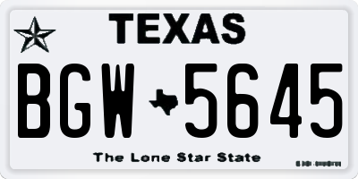 TX license plate BGW5645