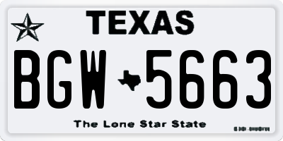 TX license plate BGW5663