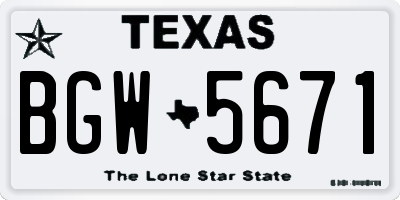 TX license plate BGW5671