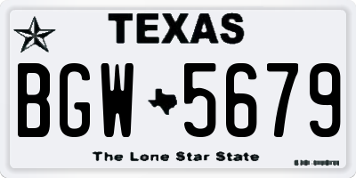 TX license plate BGW5679