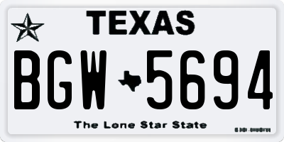 TX license plate BGW5694