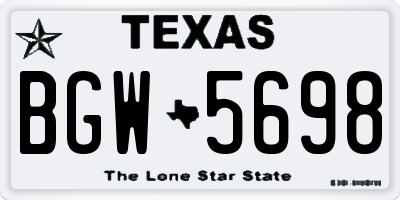TX license plate BGW5698