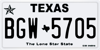 TX license plate BGW5705