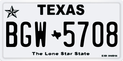 TX license plate BGW5708