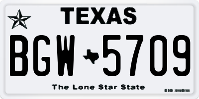 TX license plate BGW5709