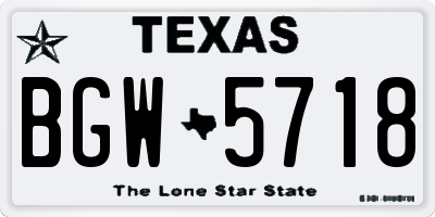 TX license plate BGW5718