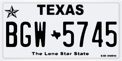 TX license plate BGW5745