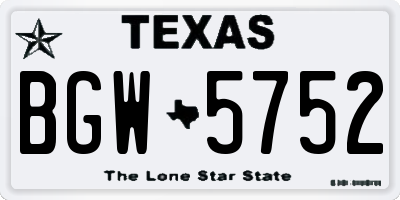 TX license plate BGW5752