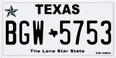 TX license plate BGW5753