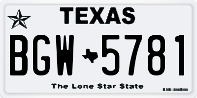 TX license plate BGW5781
