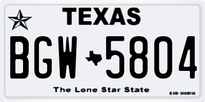 TX license plate BGW5804