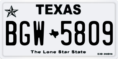 TX license plate BGW5809