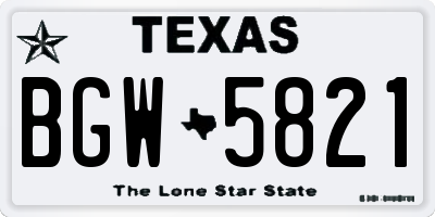 TX license plate BGW5821