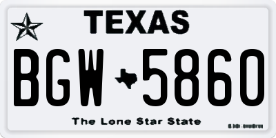 TX license plate BGW5860