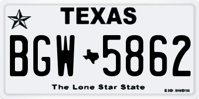 TX license plate BGW5862