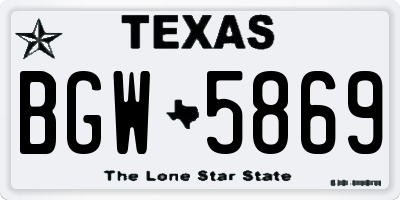 TX license plate BGW5869