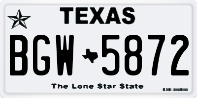 TX license plate BGW5872