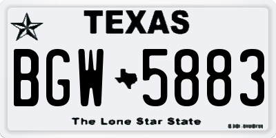 TX license plate BGW5883