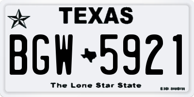 TX license plate BGW5921