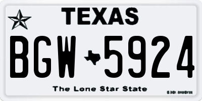 TX license plate BGW5924
