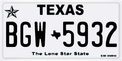 TX license plate BGW5932