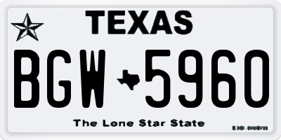 TX license plate BGW5960