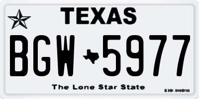 TX license plate BGW5977
